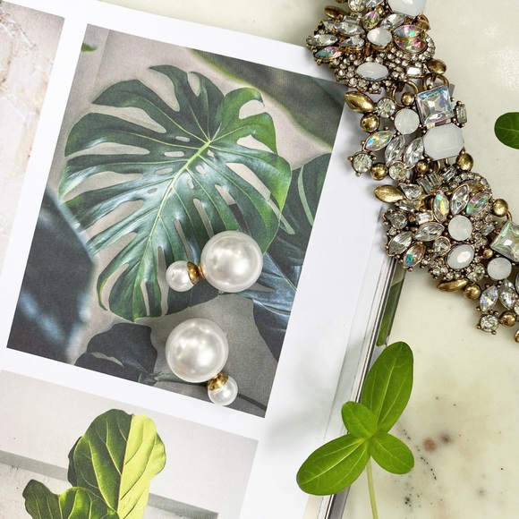 "Penelope" Earrings || White Pearl Statement - Picture 3 of 11